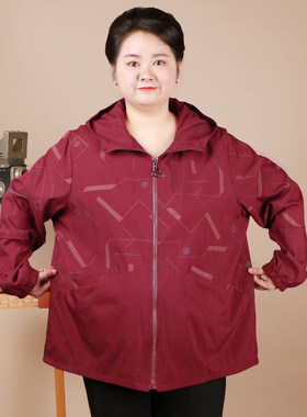 特大码宽松春装风衣外套中老年女