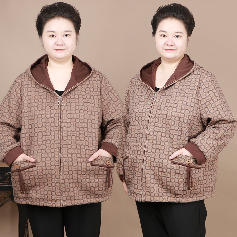 特大码中老年女装2024新款秋装胖妈妈休闲拉链风衣外套奶奶秋冬季