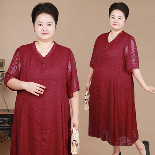 洋气胖妈妈连衣裙显瘦中老年人加大码宽松夏装老太太奶奶遮肚裙子