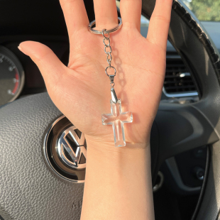 十字架钥匙 创意书包包包汽车钥匙小挂件个性简约男女十字钥匙链