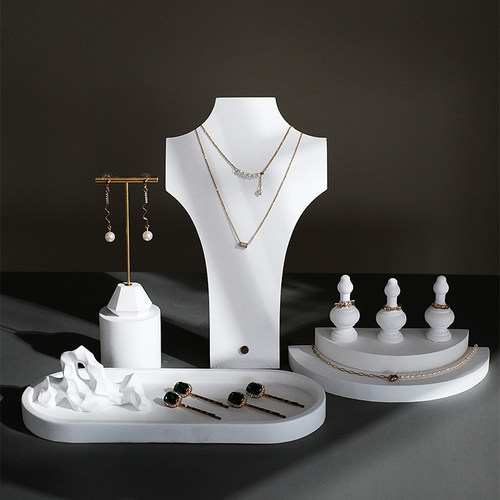 白色石膏耳环架项链收纳展示架