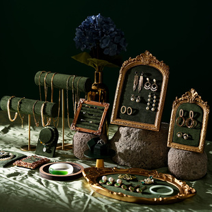 首饰展示架绿色手镯架相框耳环架子饰品收纳托盘陈列拍摄道具摆件