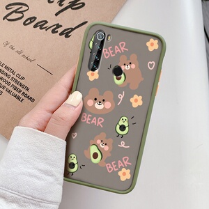 牛油果小熊红米note8pro手机壳女小米note8全包防摔note7pro撞色按键note7卡通redmi创意磨砂硅胶情侣保护套