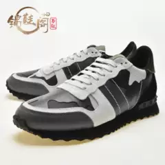 Men's Trendy Leather Sneakers with Studs, European & American Street Style Casual Shoes, Five-Pointed Star Thick Sole Running Shoes, Zhenshuji
