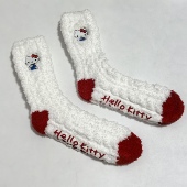 外贸出口 中筒袜 成人袜子 可爱卡通HelloKitty 小清新刺绣珊瑚绒