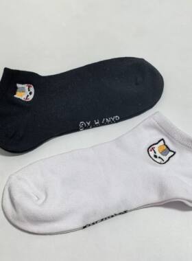 日单 夏日友人帐治愈猫咪老师刺绣 成人袜子 短袜