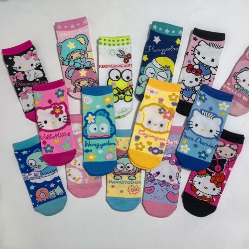日单 可爱卡通三丽家丑鱼HelloKitty大眼蛙 成人袜子 短袜