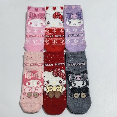 日单 可爱卡通HelloKitty库洛米美乐蒂 绒面成人袜子 短袜