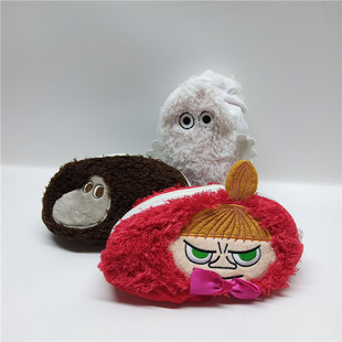 日单一变三图案多用姆明亚美毛绒刺绣收纳包化妆包手拿包