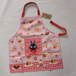 日单 可爱卡通 魔女宅急便周边小黑猫 刺绣小清新 儿童围裙