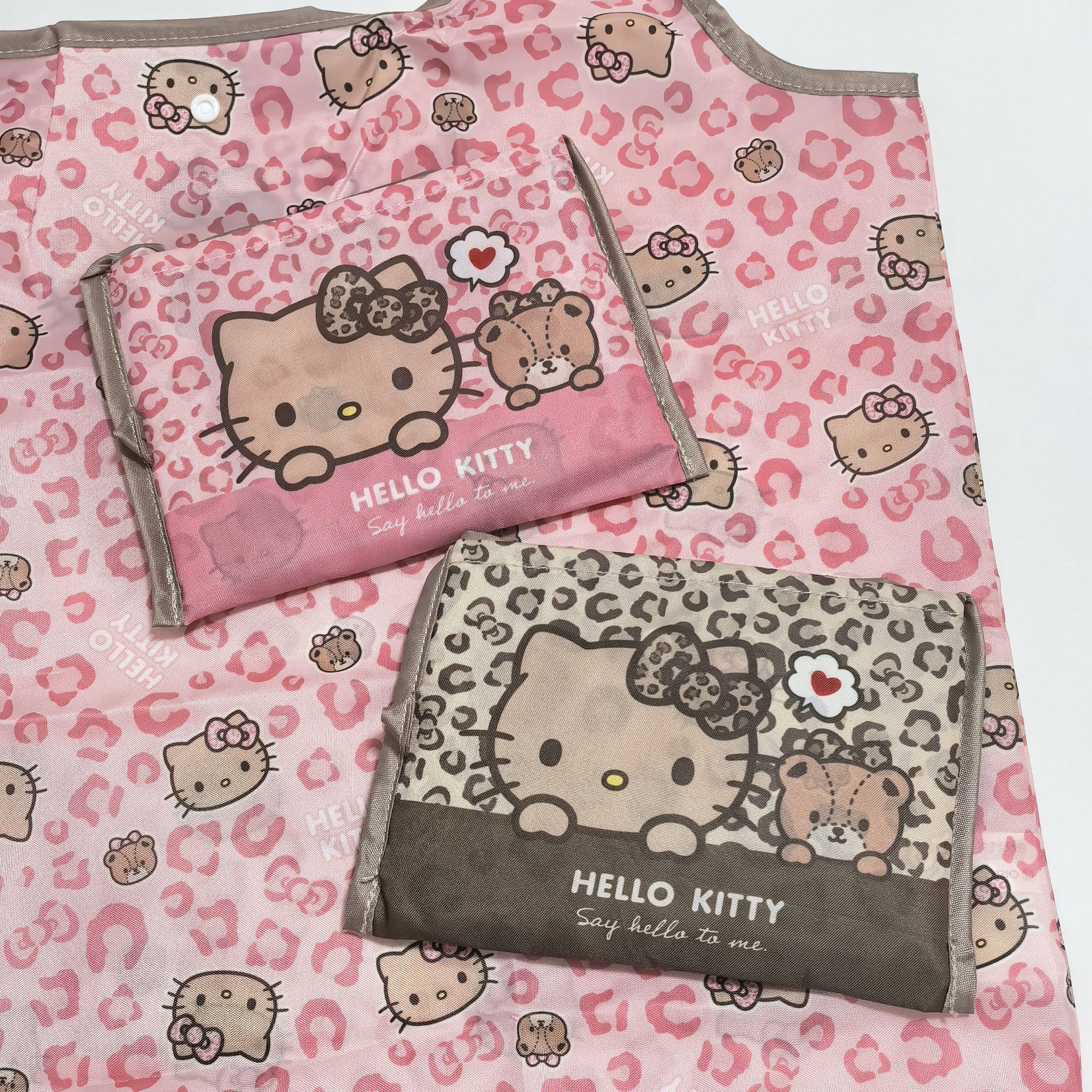 日单可爱卡通黑皮HelloKitty豹纹可折叠大容量环保袋单肩包手提包