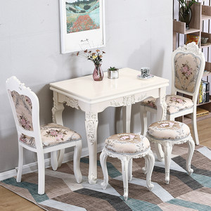 餐桌家用小户型实木可调节折叠高档欧式餐桌椅现代简约长方形餐台