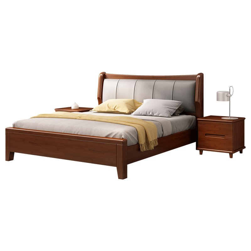 单人床全实木床1.2米单人床1.8m双人科技布软靠1.35小户型储物i.