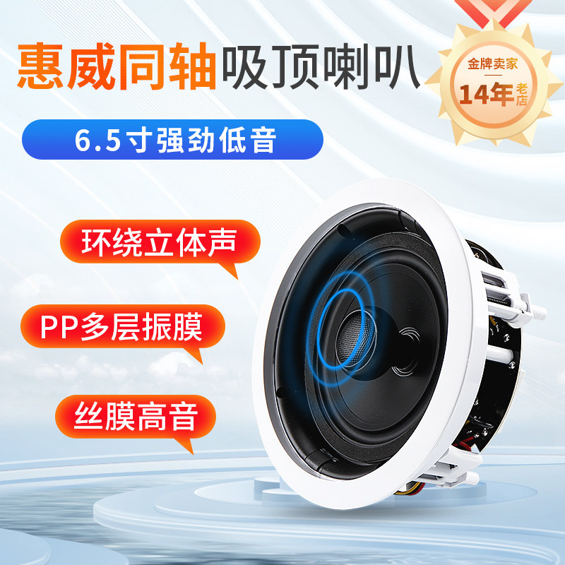 Hivi/惠威 VX6-C吸顶喇叭定阻同轴音箱背景音乐天花吊顶音响套装