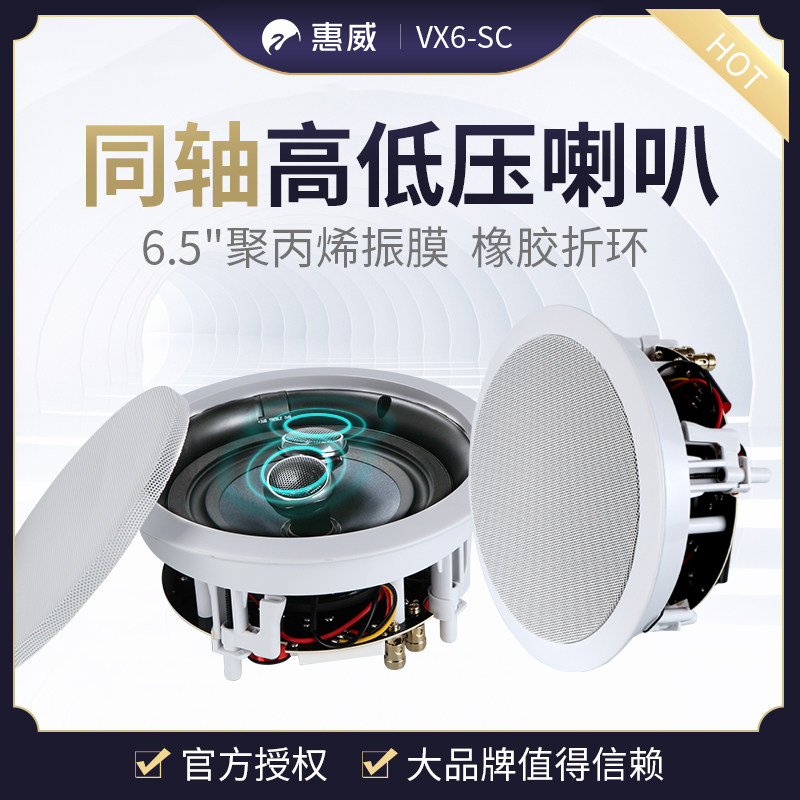 Hivi/惠威 VX6-SC定阻同轴吸顶喇叭双高音天花音箱立体声吊顶音响