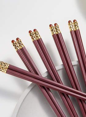 筷子家用防滑不易发霉高档高颜值酒店商用红色喜宴合金筷家庭新款