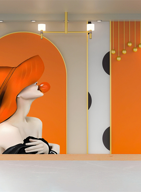 高级感奢侈品直播间背景墙爱马橙色仕主播背景布高端品牌鞋包服装