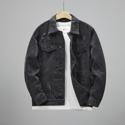 春秋季翻领杰克男士牛仔外套