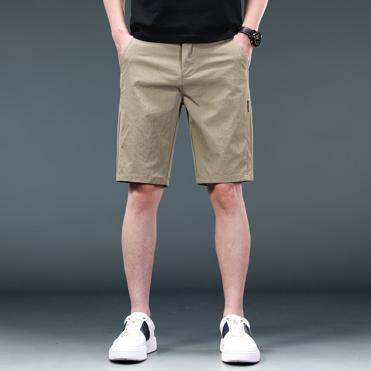 高端潮牌休闲短裤男2025夏季新款冰丝五分西裤百搭宽松直筒中裤子