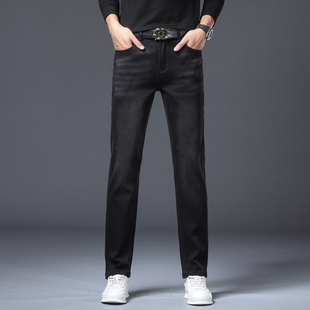 高端潮牌黑色牛仔裤男秋冬新款修身小脚裤弹力舒适百搭休闲长裤子