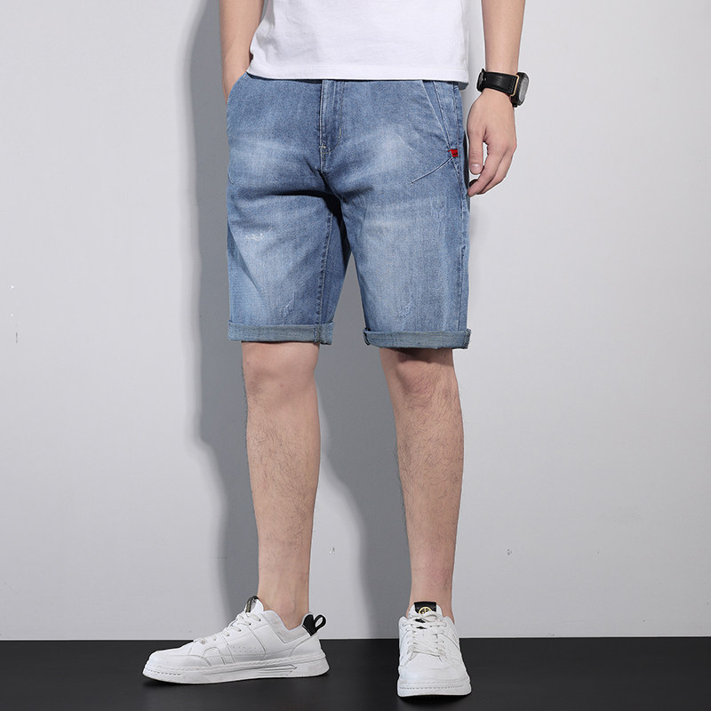 夏季薄款牛仔短裤男五分宽松直筒中裤休闲百搭弹力马裤子韩版潮流
