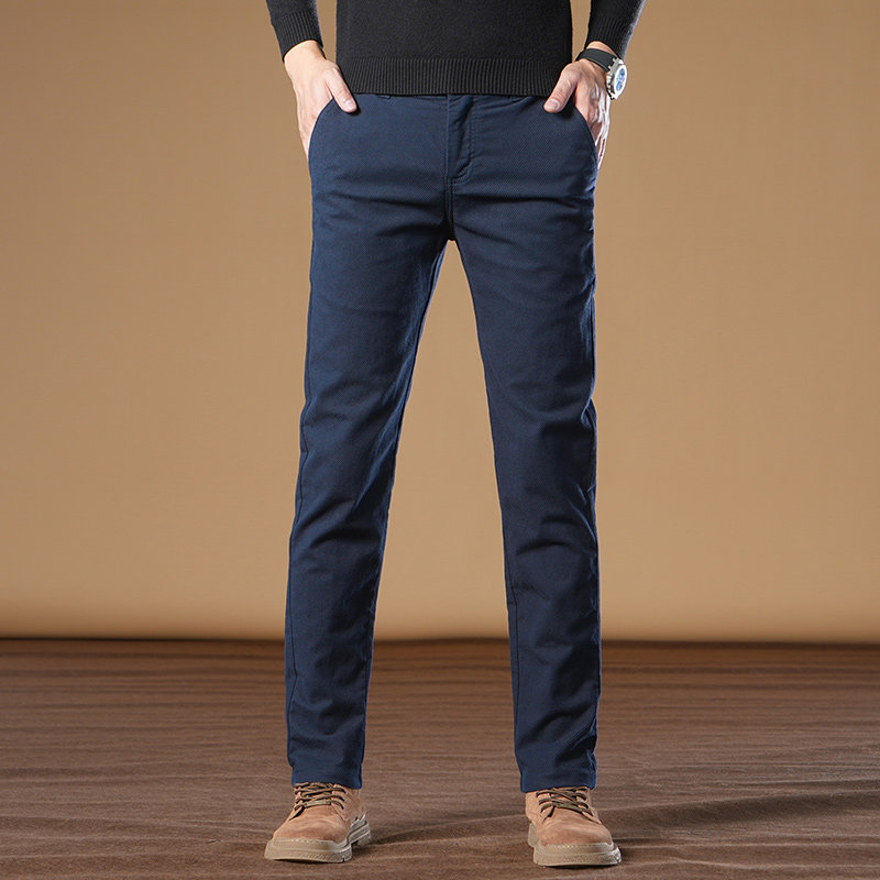 高端休闲裤子男款秋冬季新款纯色弹力修身直筒西裤商务百搭长裤子