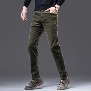 高端灯芯绒休闲裤男秋冬款灯草绒裤商务条绒弹力修身小直筒长裤子