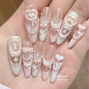 心愿便利贴复古手工穿戴甲立体裙摆小红书同款 美甲贴片可拆卸525