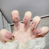 简约美甲戒指钻穿戴美甲温柔爱心小红书可拆卸指甲甲片穿戴甲146