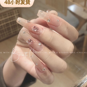 温精灵同款美甲纯欲腮红手工小红书可拆卸指甲甲片美甲穿戴甲68
