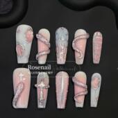 蛇来运转穿戴甲机械粉蛇纯手工穿戴美甲贴片成品假指甲美甲484