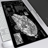 Космическое планетарное звездное небо, истребитель, космический корабль, мышка, клавиатура, настольный коврик