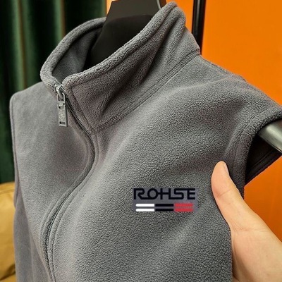 大码摇粒绒立领马甲男拉链秋冬季加厚双面奥粒绒无袖开衫外套背心