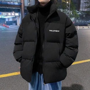 美式复古黑色立领羽绒服男款冬季加厚面包服oversize防寒棉服潮牌