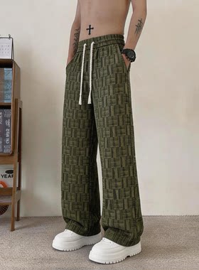 扎染薄款灯芯绒裤子男款夏季美式复古休闲长裤潮牌宽松阔腿直筒裤
