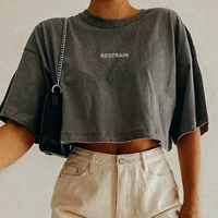 Vintagetang American Retro Smoke Grey Short Lose Forkered Forted для женского модного летнего BM Pure Cotton Ji Erxu