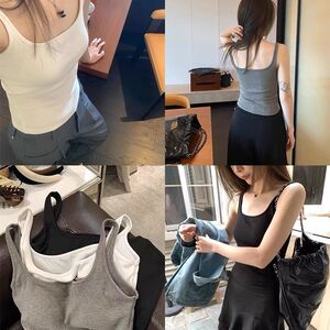 DODOYZ辣妹显瘦小方领背心女夏季新款带胸垫螺纹无袖打底衫上衣潮