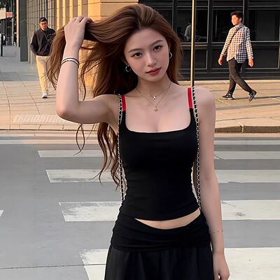 2026春季新款纯欲风性感露肩无袖吊带背心女修身显瘦打底衫