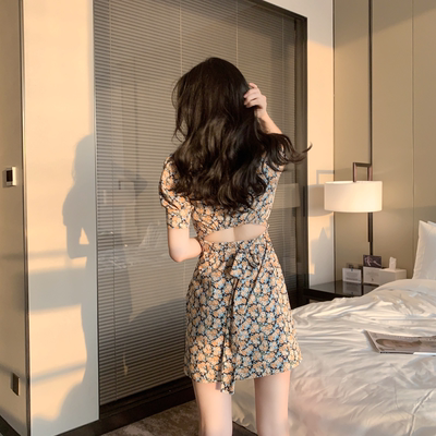 小个子温柔碎花初恋炸街女a短裙