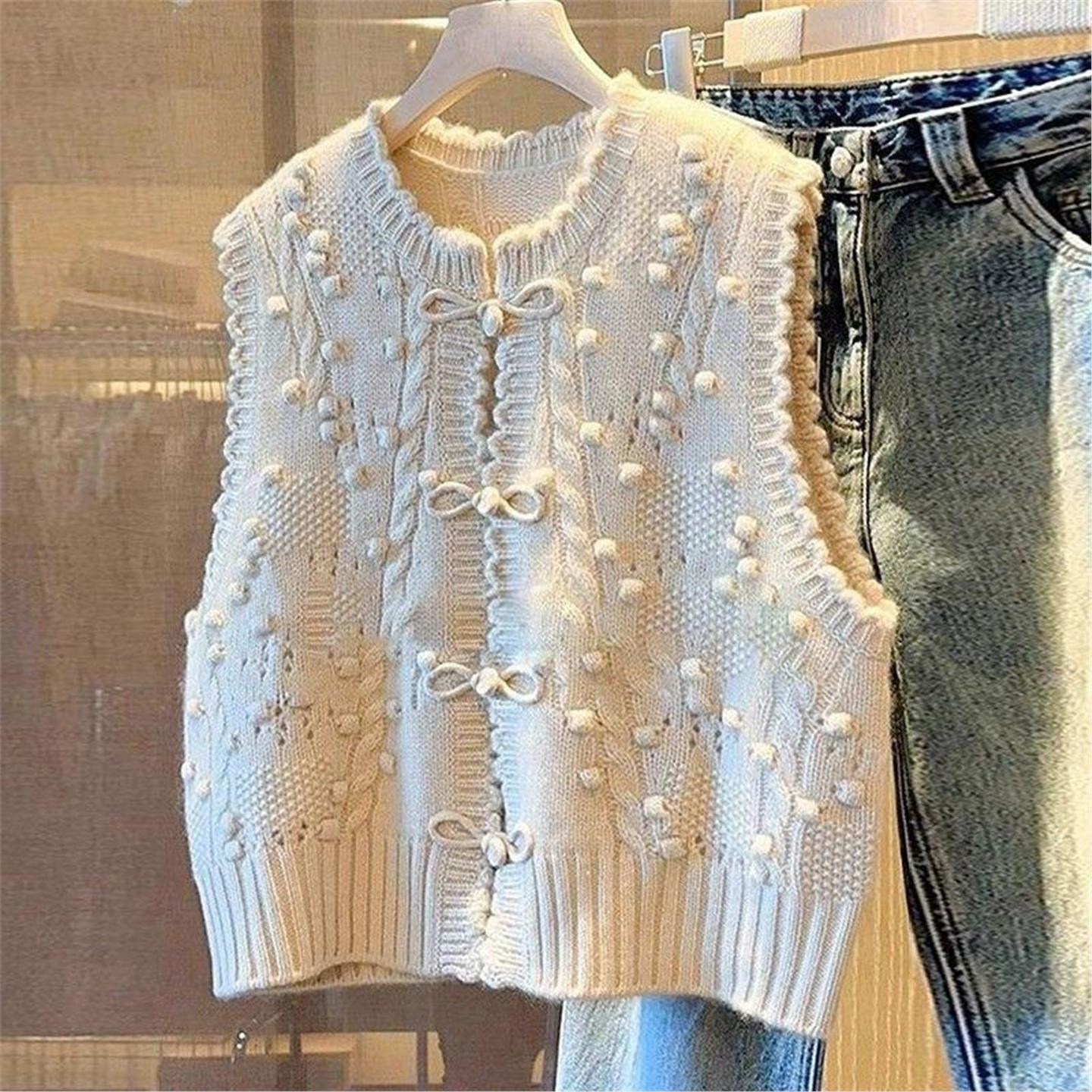 韩国BORA│新中式国风针织毛衣马甲背心冬季新款百搭针织马甲内穿