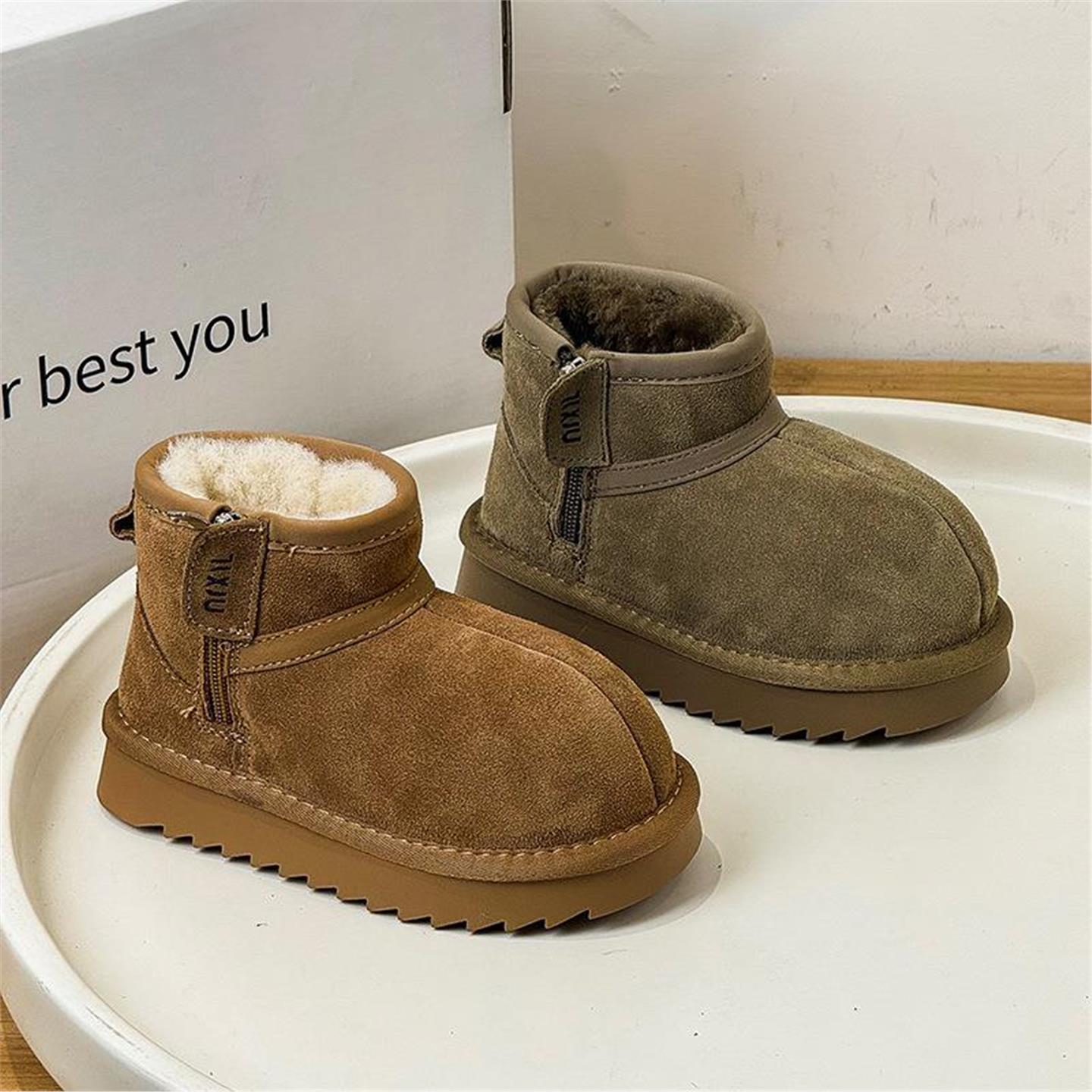 韩国BORA│2026冬款儿童雪地靴时尚百搭保暖靴加绒加厚男女童棉靴