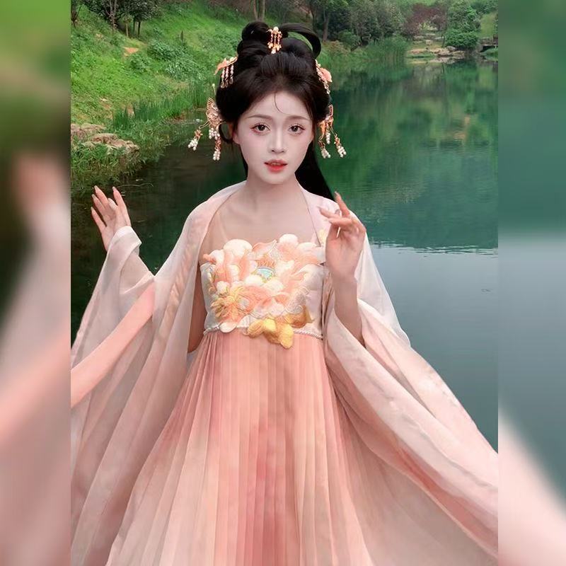 原创唐制汉服女四季春大袖重工衫