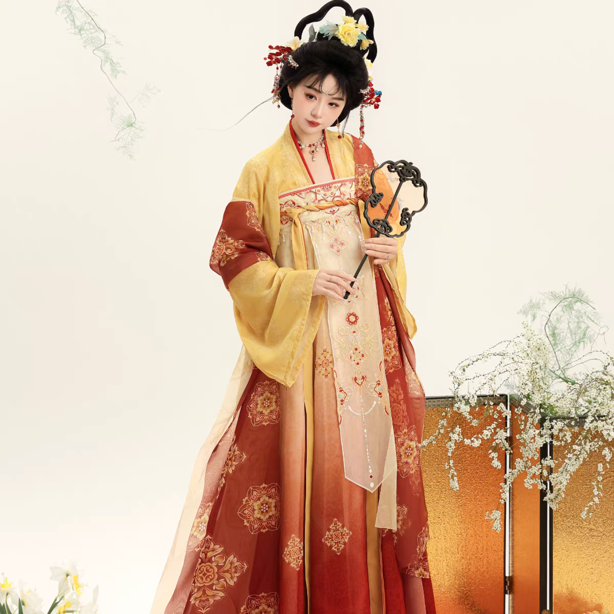 原创汉服女小桃喜唐制唐风刺绣