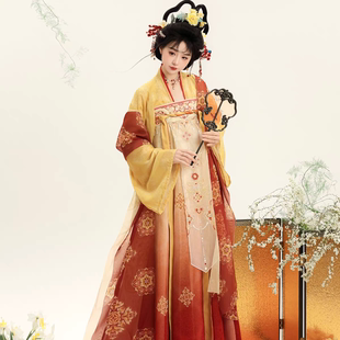 春秋款 原创汉服女 齐胸襦裙成人套装 唐制唐风刺绣对襟衫 小桃喜