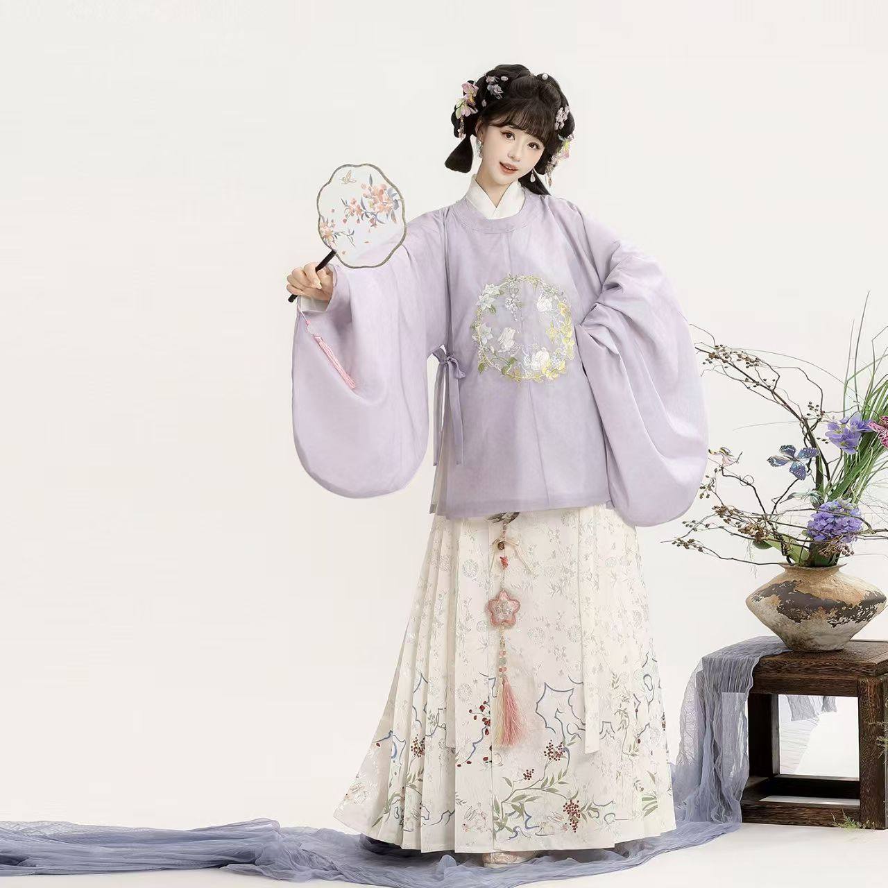 原创成人汉服女【月下花眠】明制刺绣圆领大襟衫马面裙秋冬套装,女装/女士精品,汉服套装,淘宝优惠券,粉丝福利购,淘宝优惠卷