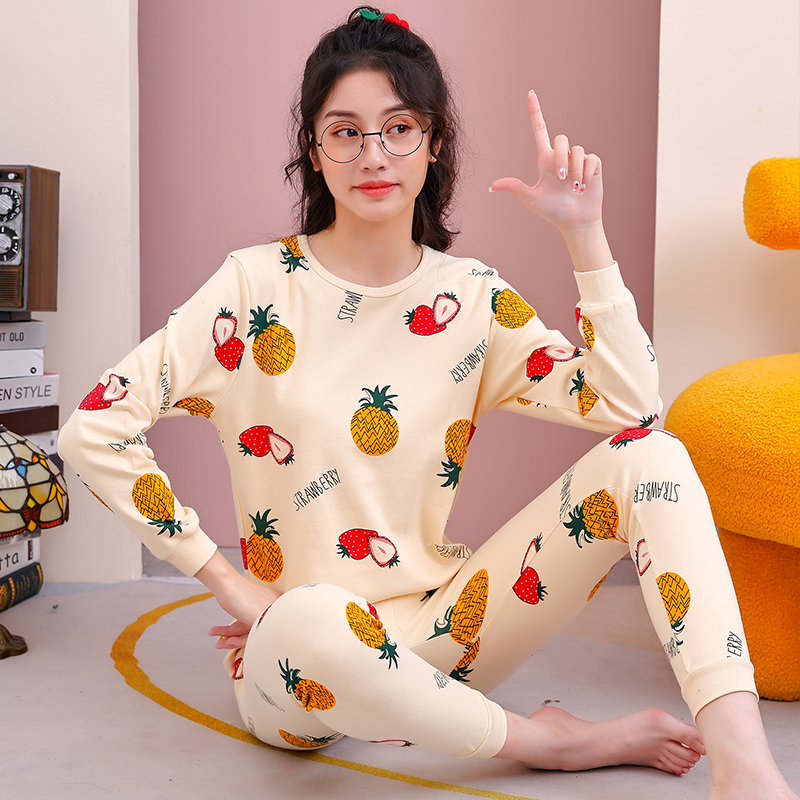 秋冬女大童纯棉秋衣秋裤套装