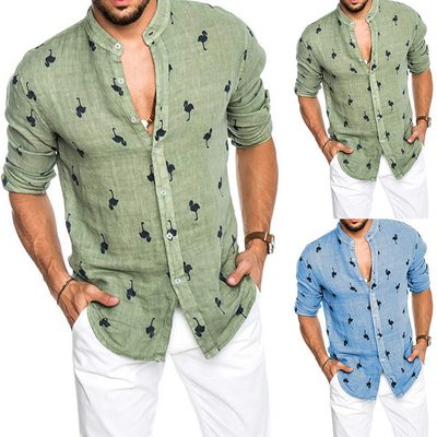 men's Summer Casual Hawaiian Long Sleeve Shirt