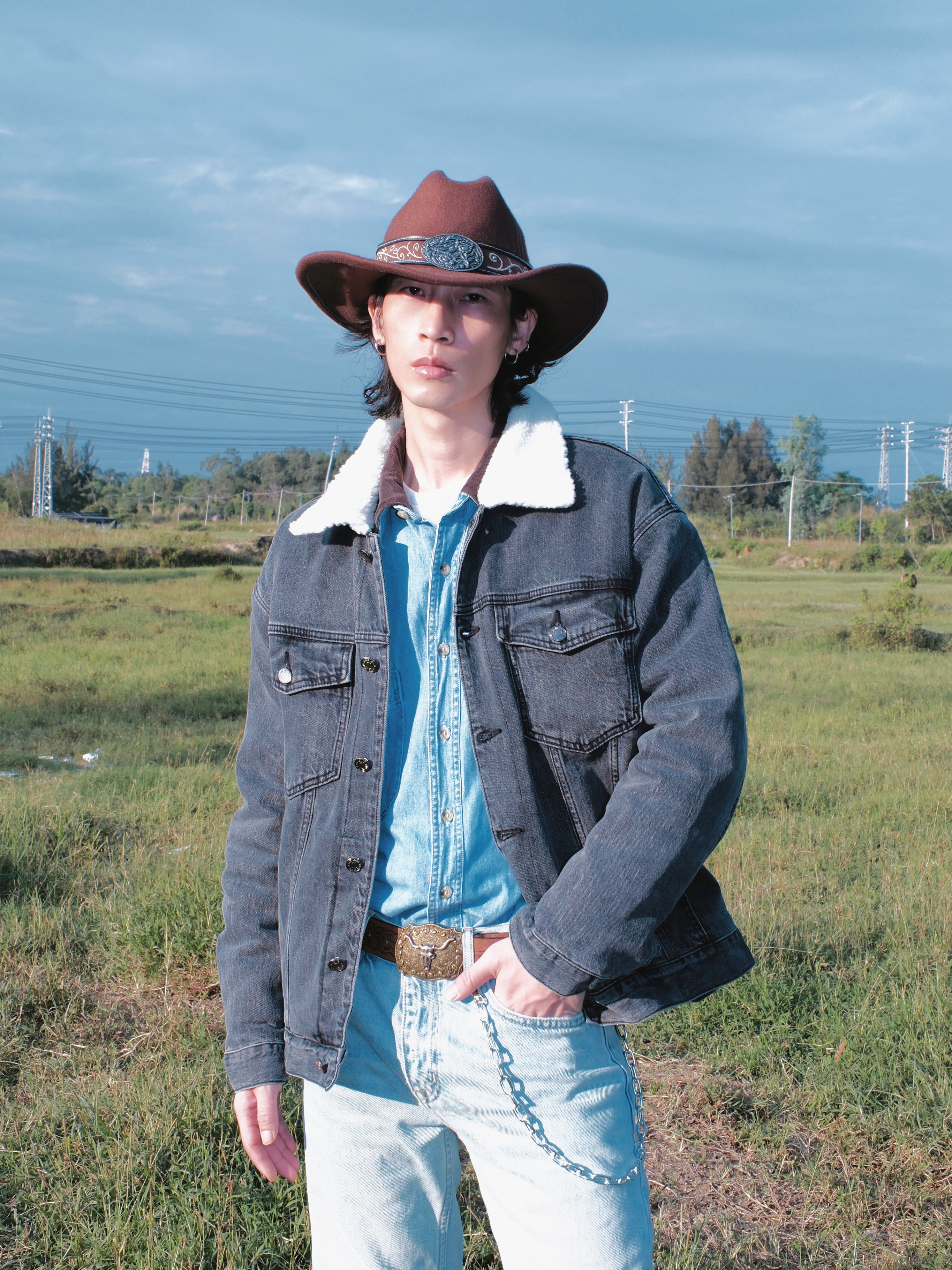 FAF冬季巴恩风加厚羊羔绒牛仔外套男宽松加绒保暖棉服夹克外套