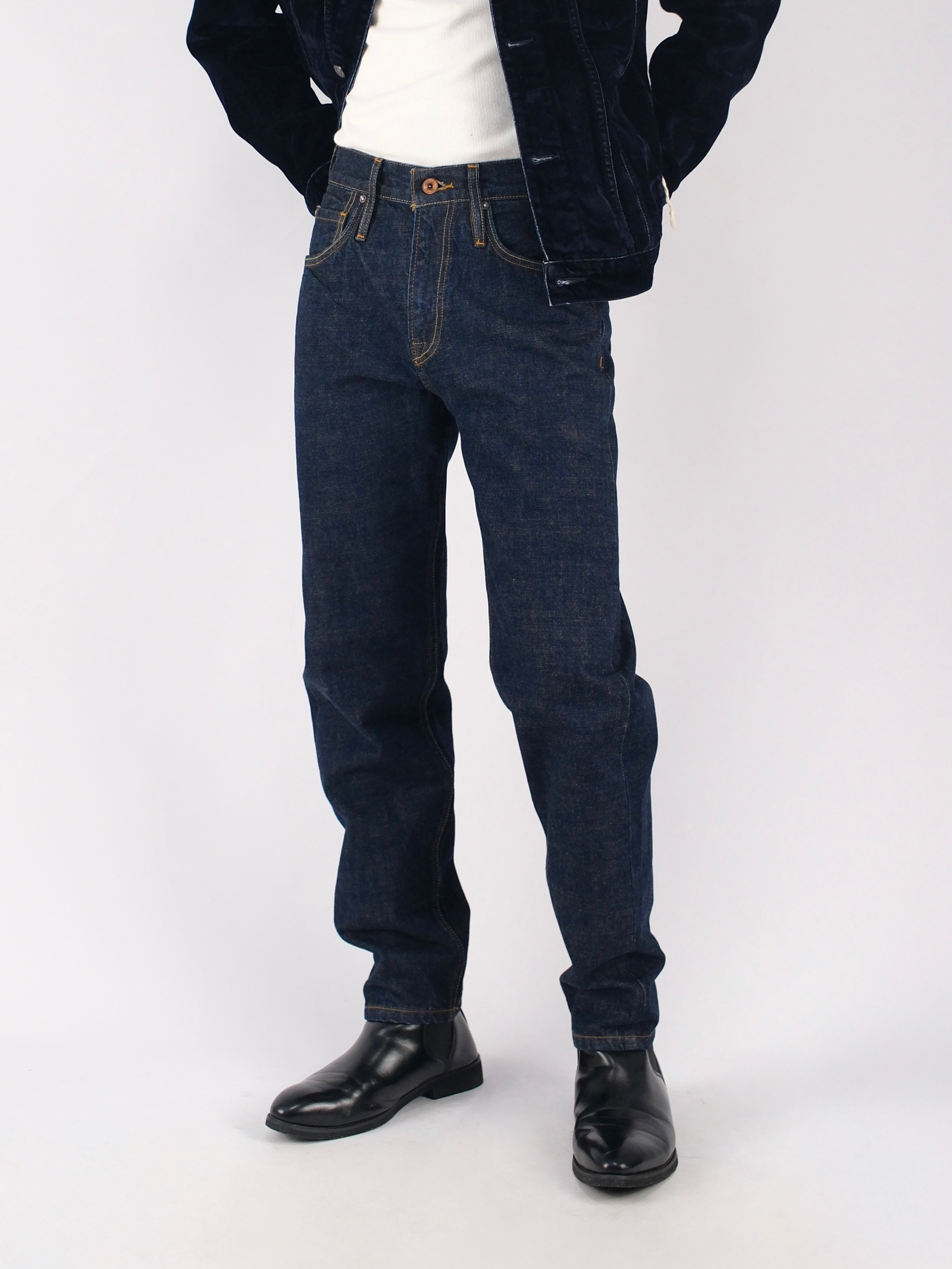 勿拍定金小脚版型红边赤耳红边原牛复古14OZ牛仔裤丹宁休闲长裤