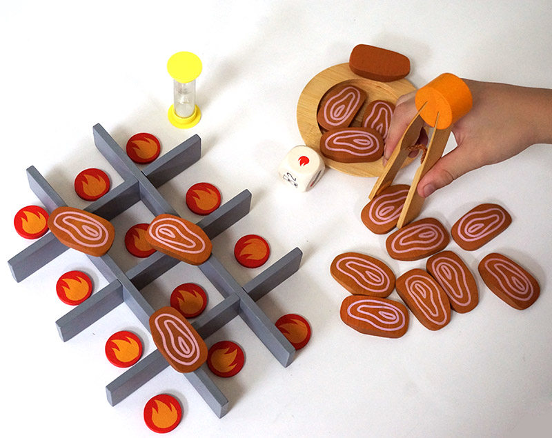 4세 이상 환경 친화적인 나무 재미있는 바베큐 플레이 하우스 바베큐 야외 대나무 게임 교육 보드 게임 장난감